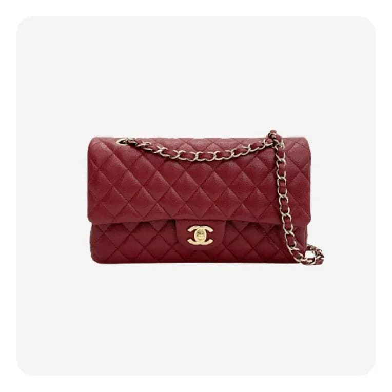 샤넬 클래식 캐비어 미디움 버건디 골드 - Chanel Classic Caviar Med… - 1