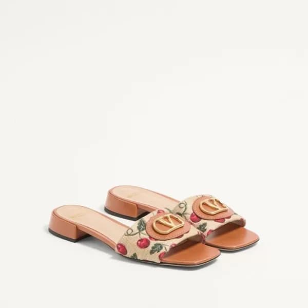 발렌티노 여성 시그니처 체리픽 슬라이드 샌들 - Valentino Womens VLogo … - 1