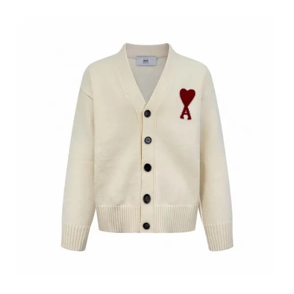 아미 남/녀 브이넥 가디건 - Ami Unisex V-neck Cardigan - amc9… - 1