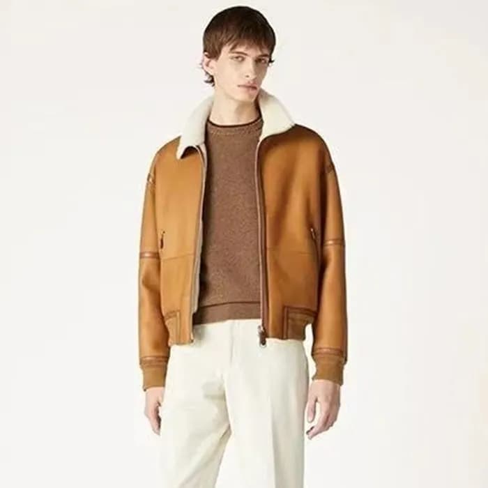 로로피아나 남성 가죽 봄버 자켓 - Loro Piana Mens Leather Jacket… - 1