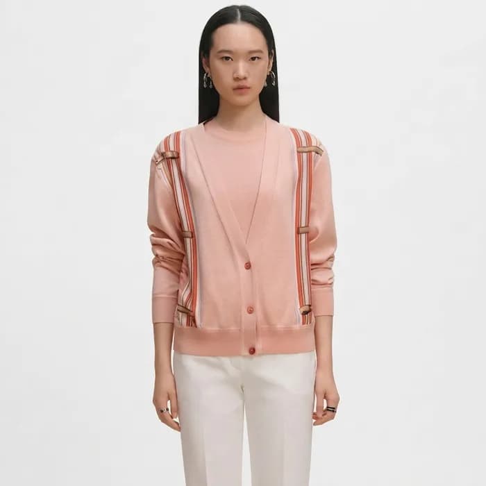 에르메스 여성 브이넥 가디건 - Hermes Womens V-neck Cardigan - … - 1