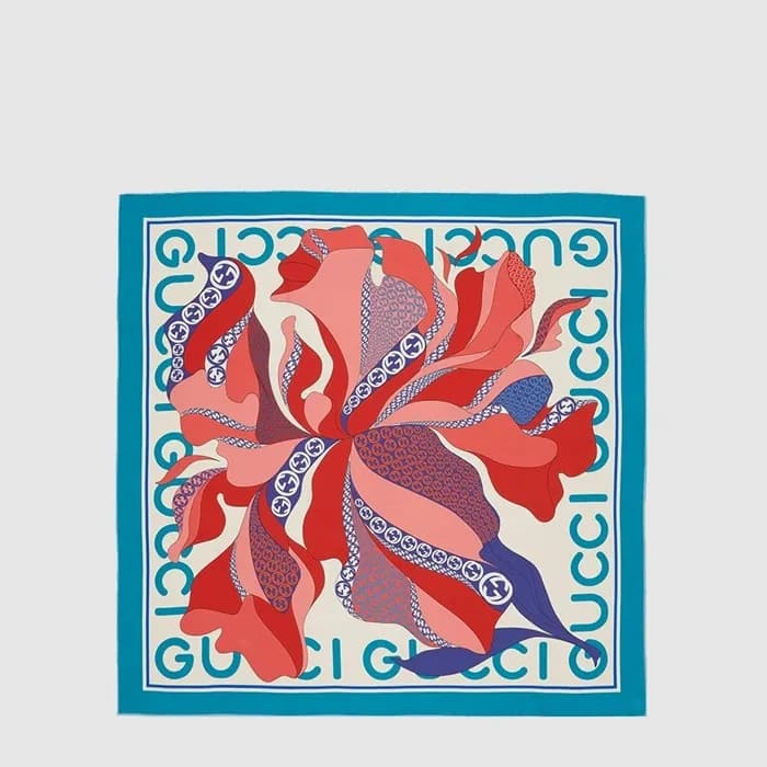 구찌 여성 로고 플라워 프린팅 스카프 - Gucci Womens Logo Flower Print Scarf - acc8991x - 1
