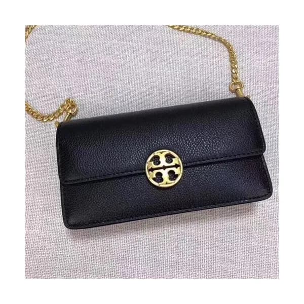 Tory Burch Leather Black Chelsea Chain Pouch Shoul… - 1