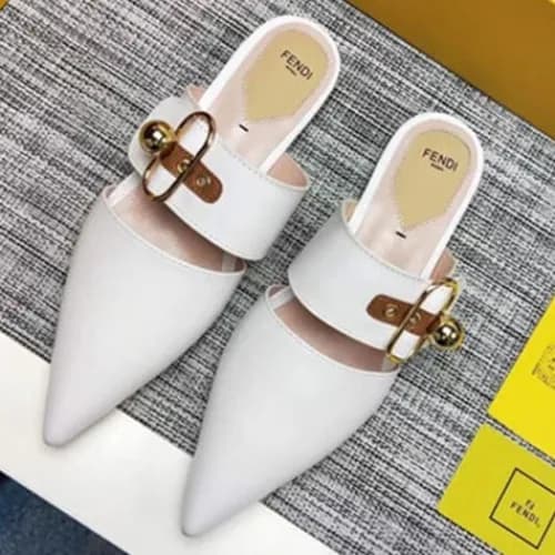 Fendi 2018 Ladies Print Leather Mule White - 펜디 프린… - 1