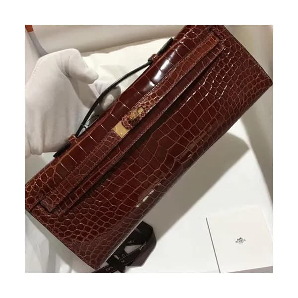 Hermes Kelly Cut Crocodile Leather Clutch Bag ,31c… - 1