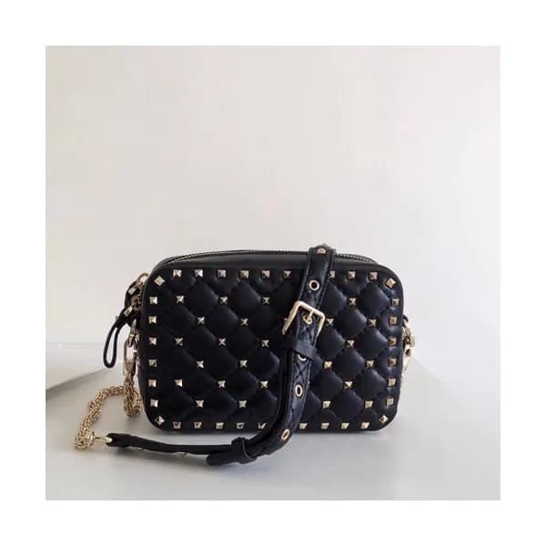 Valentino 2019 Leather Ruckstud Spike Camera Small… - 1