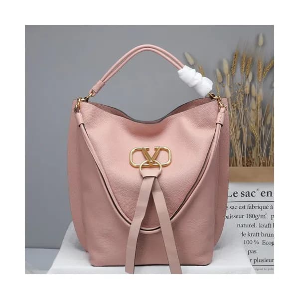 Valentino 2019 V-ring Leather Tote Shoudler Bag,34… - 1