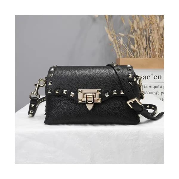 Valentino 2019 Leather Garavani Rockstud Cross Bag… - 1