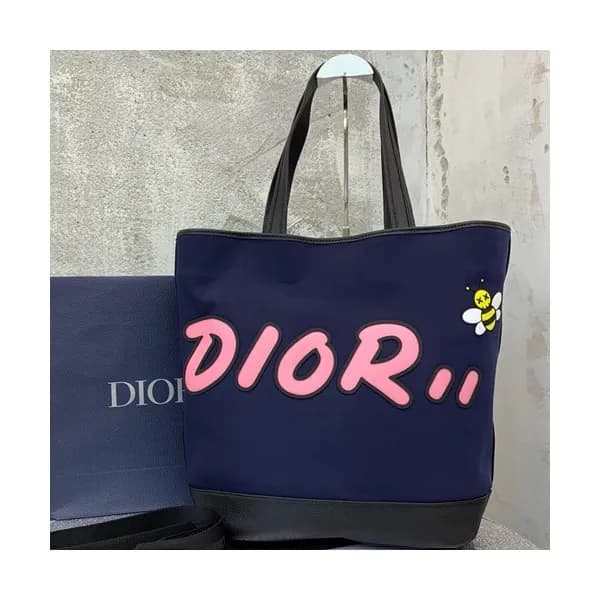 Dior x Kaws 2019 Canvas & Leather Tote Shopper Bag… - 1