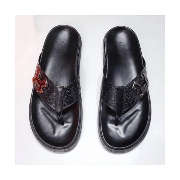 Hermes 2019 Mens Classic Logo Leather Flip-flap - … - 1
