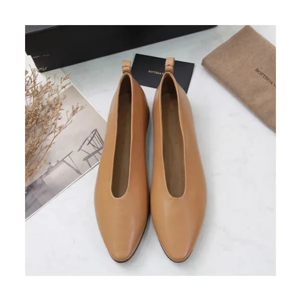 Bottega Veneta 2019 Ladies Leather Flat Shoes - 보테…