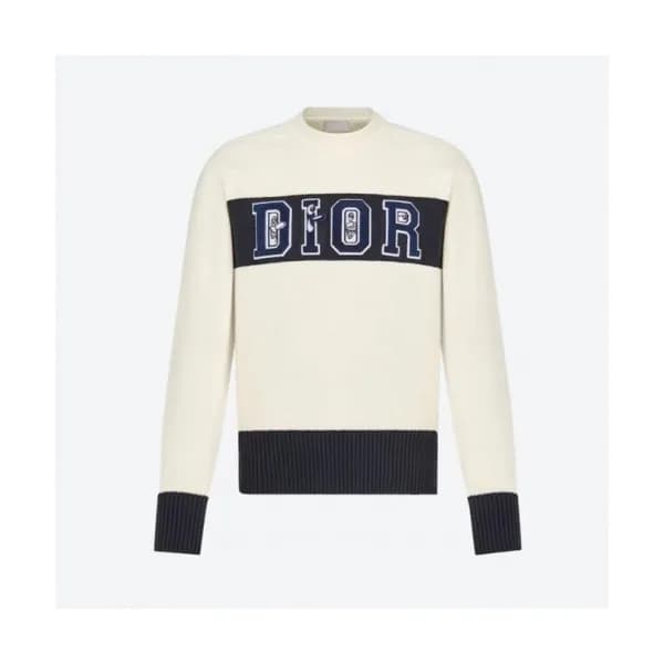 Dior Mm/WmRetro Logo Crew-neck Sweaters Ivory - 디… - 1