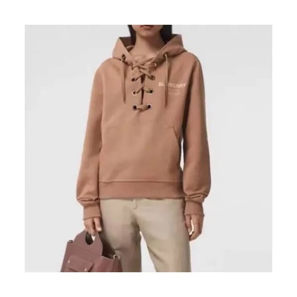 Burberry Womens Logo Casual Cotton Hoodie Camel -… - 1