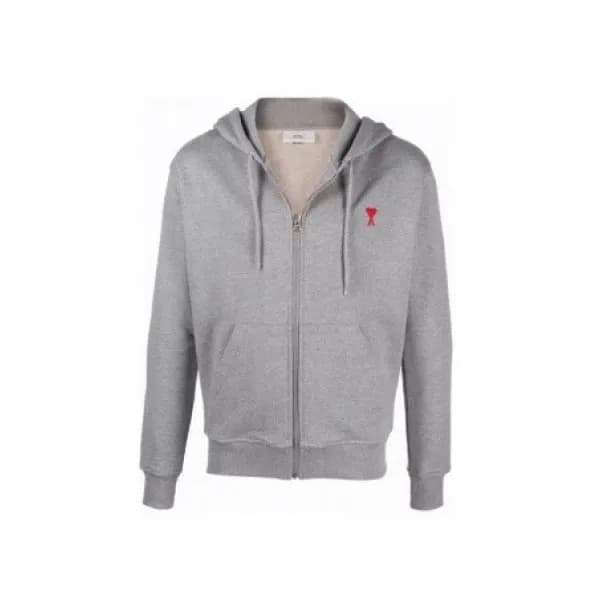 Ami Mens Logo Casual Cotton Hoodie Gray - 아미 2021… - 1