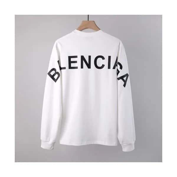 Balenciaga Mens Logo Crew-neck Cotton Tshirts Whi… - 1