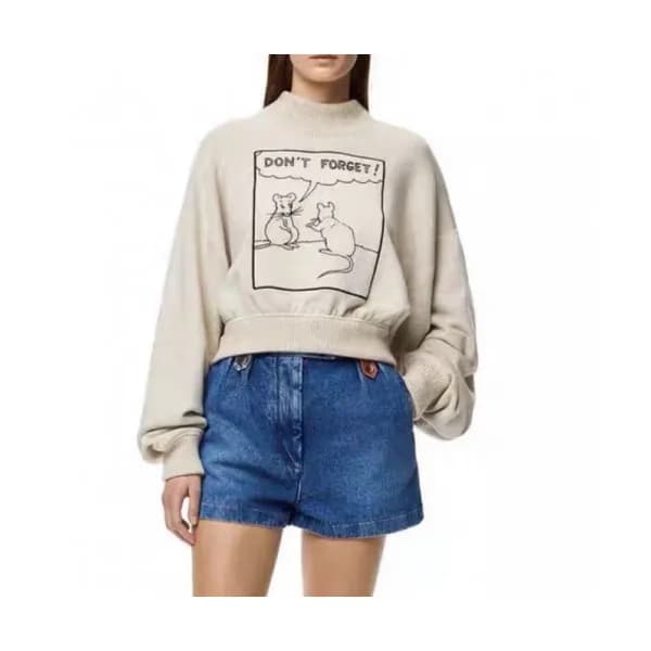 Loewe Womens Logo Crew-neck Cotton Tshirts Gray -… - 1