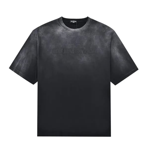 발렌시아가 남자 크루넥 블랙 반팔티 - Unisex Black Tshirts - bal01…