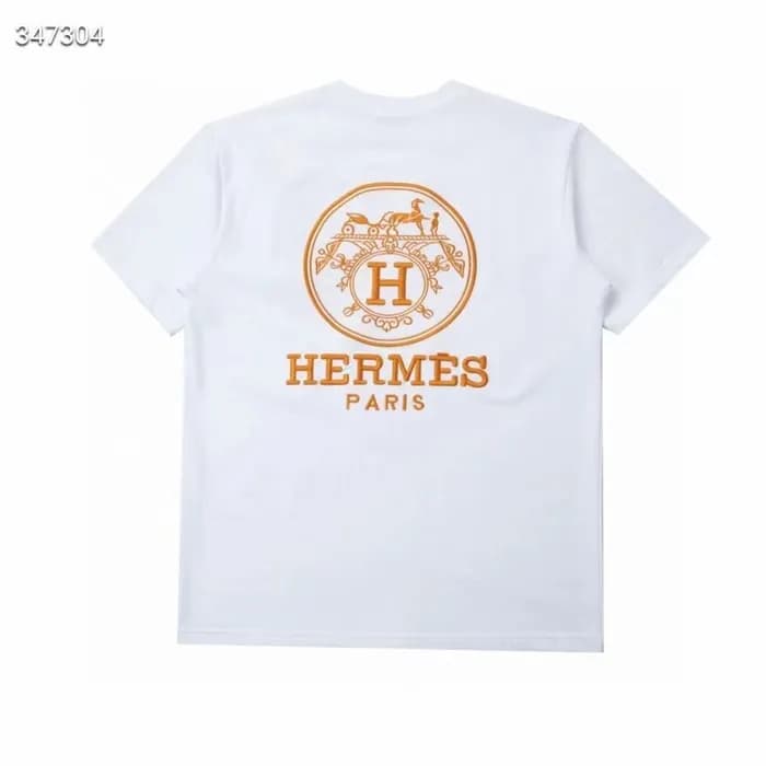에르메스 남자 크루넥 화이트/블랙 반팔티 - Mens White Tshirts - her0… - 1