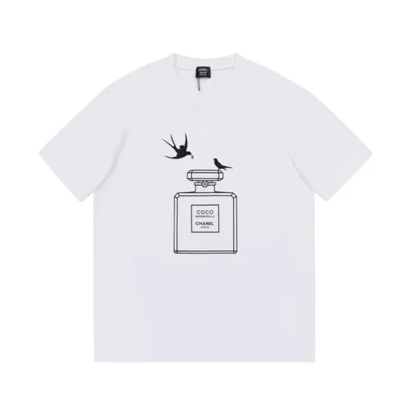 샤넬 남/녀 크루넥 화이트 반팔티 - Unisex White Tshirts - chl089… - 1