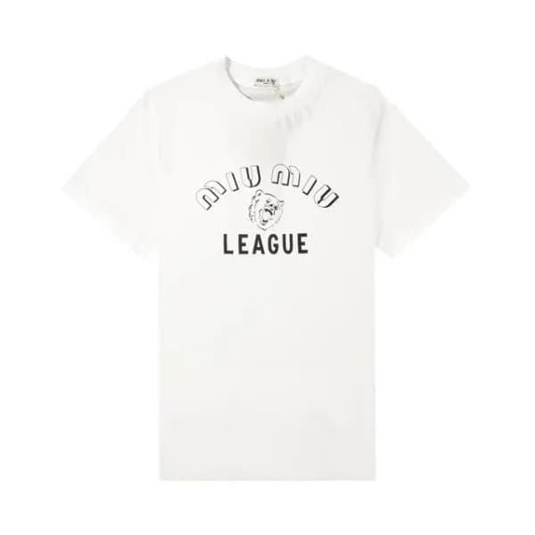 미우미우 여성 크루넥 화이트 반팔티 - Ladys White Tshirts - miu024… - 1