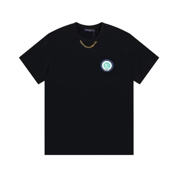 루이비통 남성 블랙 크루넥 반팔티 - Mens Black Tshirts - lou05011… - 1