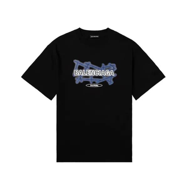 발렌시아가 남성 크루넥 블랙 반팔티 - Mens Black Tshirts - bal0160… - 1