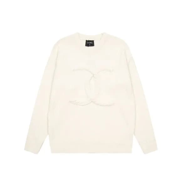 샤넬 남성 화이트 크루넥 니트 - Chanel Mens White Knits - ch004… - 1