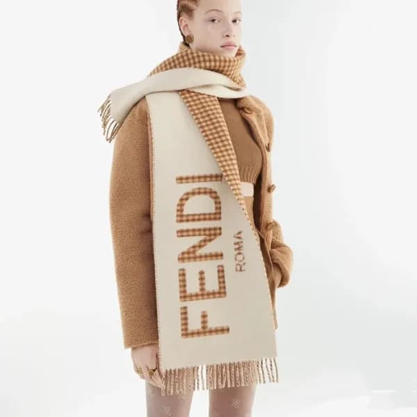 펜디 남/녀 카멜 머플러 - Fendi Unisex Camel Muffler - fe14x - 1