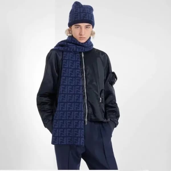 펜디 남/녀 블루 머플러 - Fendi Unisex Blue Muffler - fe16x - 1