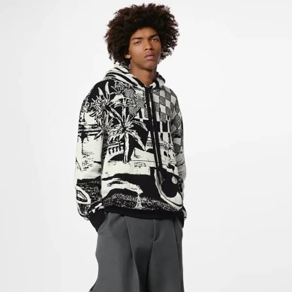 루이비통 남성 블랙 후드티 - Louis vuitton Mens Black Hoodie -… - 1