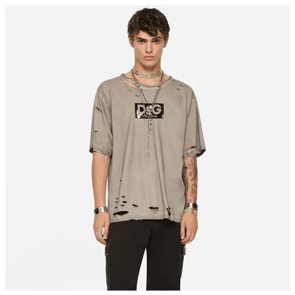 돌체앤가바나 남성 그레이 크루넥 반팔티 - Dolce&Gabbana Mens Gray Ts… - 1