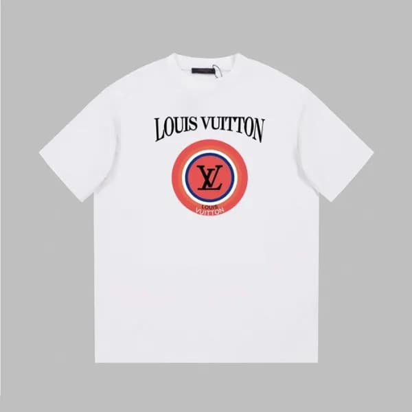 루이비통 남성 화이트 크루넥 반팔티 - Louis vuitton Mens White Sho… - 1