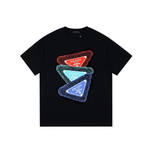 프라다 남성 크루넥 블랙 반팔티 - Prada Mens Black Short sleeved… - 1