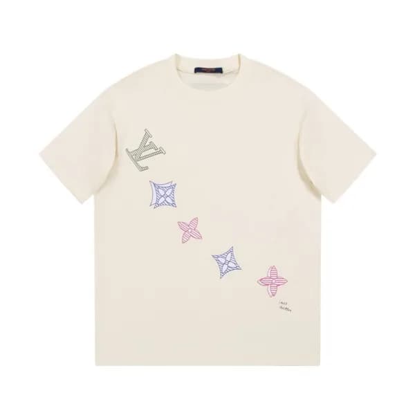 루이비통 남성 아이보리 크루넥 반팔티 - Louis vuitton Mens Ivory S… - 1