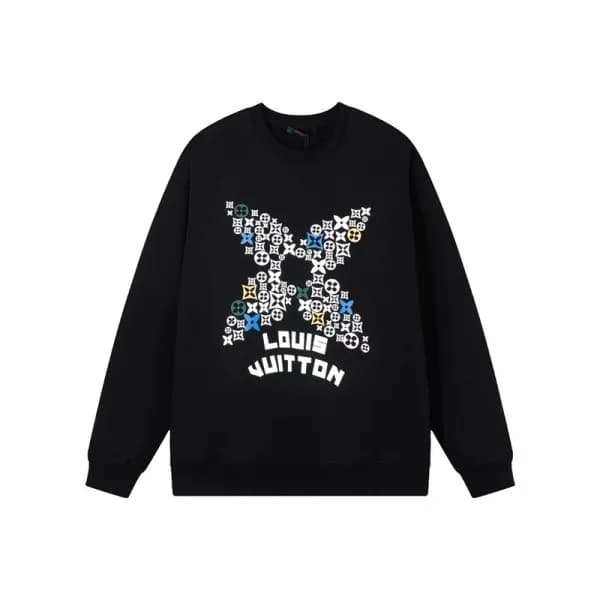 루이비통 남성 모던 블랙 맨투맨 - Louis vuitton Mens Black Tshir… - 1