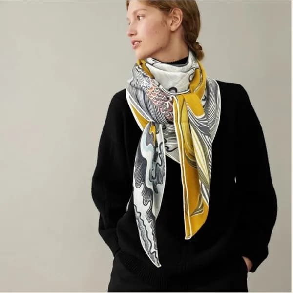 에르메스 여성 옐로우 스카프 - Hermes Womens Yellow Scarf - he4… - 1