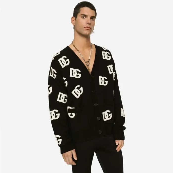 돌체앤가바나 남성 블랙 브이넥 가디건 - Dolce&Gabbana Mens Black Ca… - 1