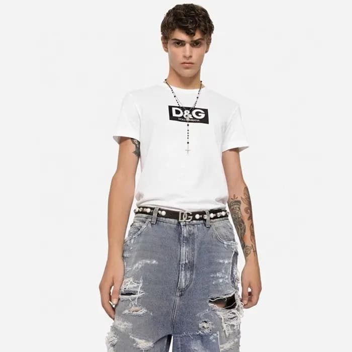 돌체앤가바나 남성 화이트 반팔티 - Dolce&Gabbana Mens White Tshir… - 1