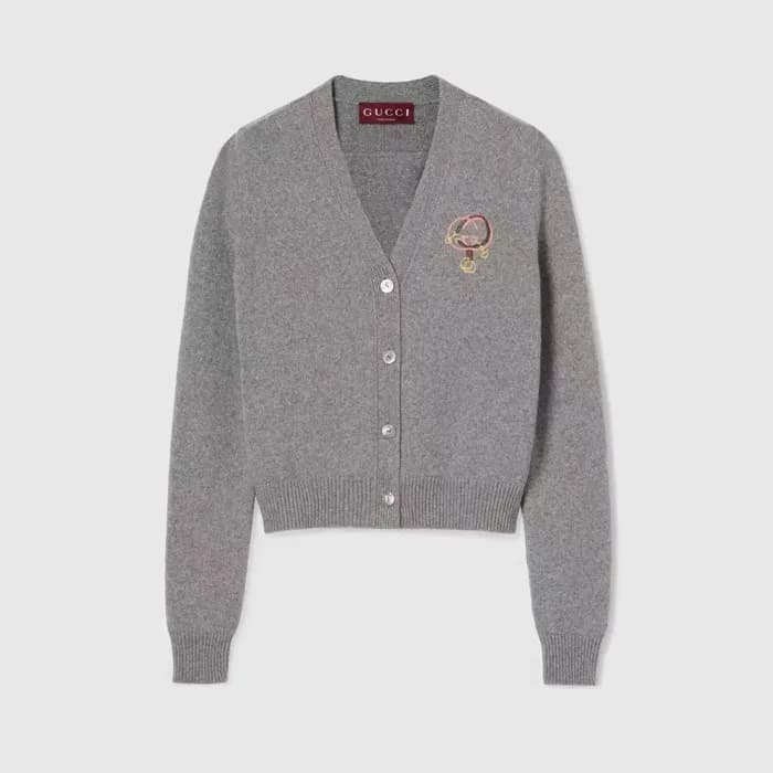 구찌 여성 그레이 브이넥 가디건 - Gucci Womens Gray Cardigan - g… - 1