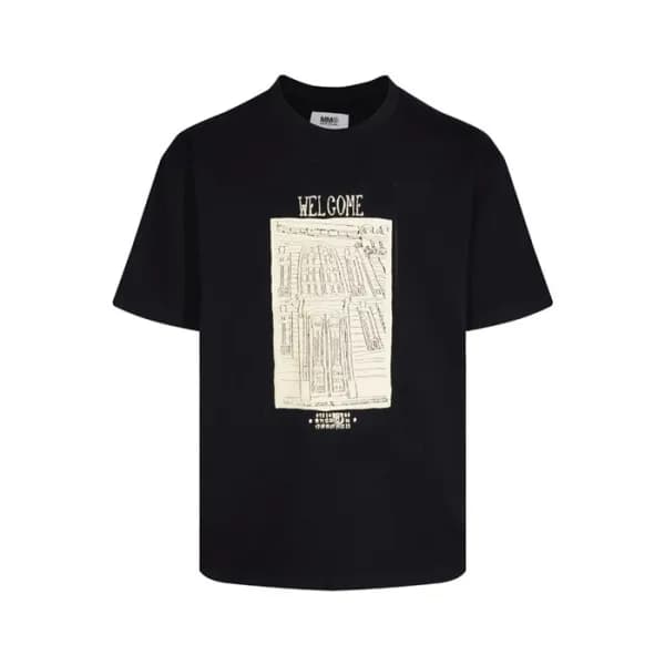 메종 마르지엘라 남/녀 블랙 반팔 티셔츠 - Maison Margiela Unisex Bl… - 1