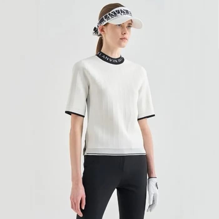 [LANVIN BLANC] 랑방블랑 여성 로고 인타르시아 니트 탑 - gol1054x - 1