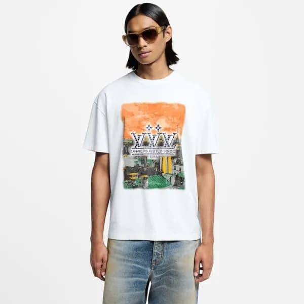 루이비통 남성 라운드 반팔 티셔츠 - Louis vuitton Mens Round Tshi… - 1