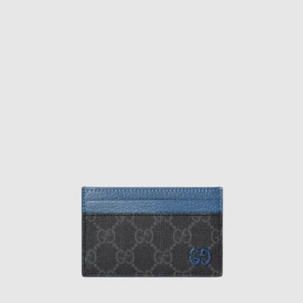 구찌 남성 더스티 블루 트리밍 GG 카드 케이스 - Gucci Mens Dusty Blue… - 1