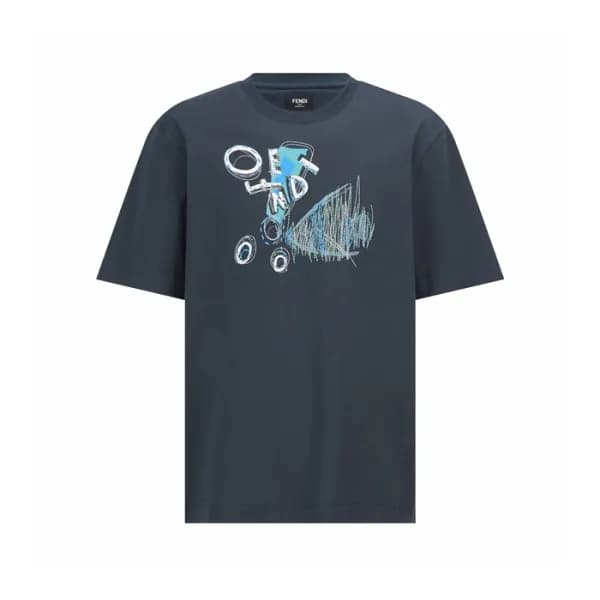 펜디 남성 라운드 반팔 티셔츠 - Fendi Mens Round Tshirt - fec15… - 1