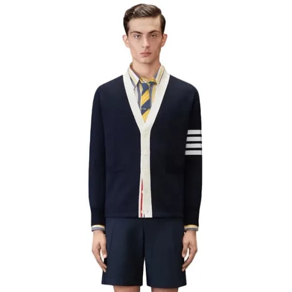 톰브라운 남성 브이넥 가디건 - Thom Browne Mens V-neck Cardigan - thc17089x