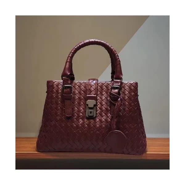 Bottega Veneta Leather Wine Roma Small Tote Should… - 1