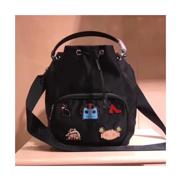 Prada Women Nylon Bucket Tote Shoulder Bag ,26CM -… - 1