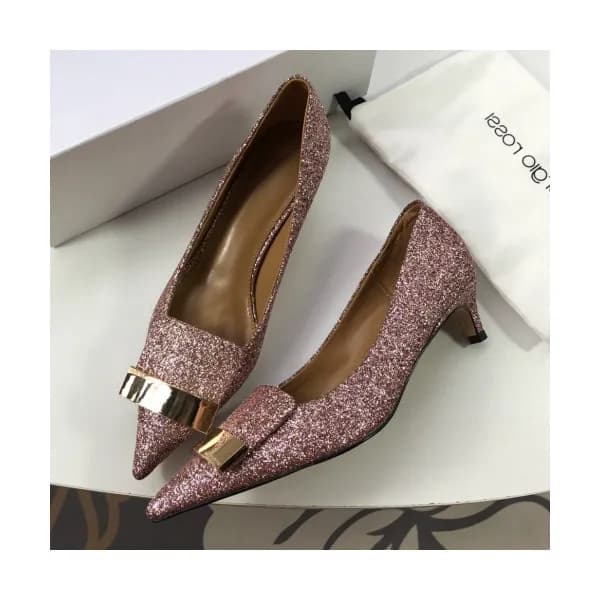 Sergio Rossi 2019 Ladies Gliiter Middle-heel Leat… - 1
