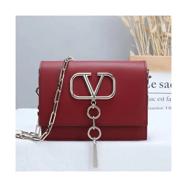 Valentino 2019 Vcase Leather Chain Shoudler Bag,17… - 1