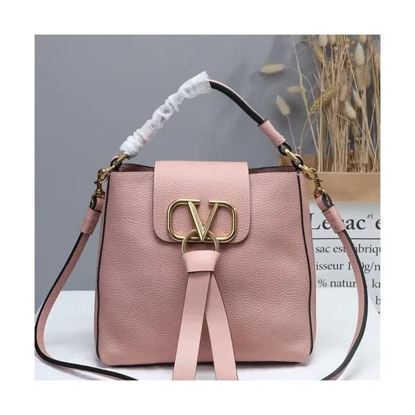 Valentino 2019 V-ring Leather Tote Shoudler Bag,22… - 1